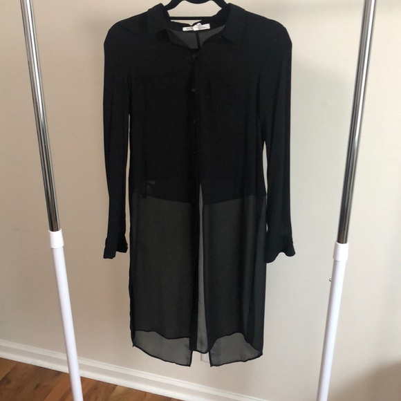 BCBGeneration Tops - BCBGeneration black halfsheer buttondown